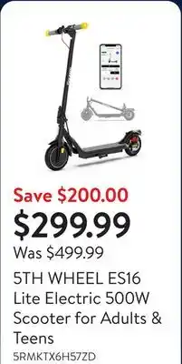 Walmart 5TH WHEEL ES16 Lite Electric 500W Scooter for Adults & Teens offer