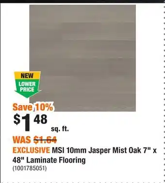 Home Depot EXCLUSIVE MSI 10mm Jasper Mist Oak 7 x 48 Laminate Flooring offer