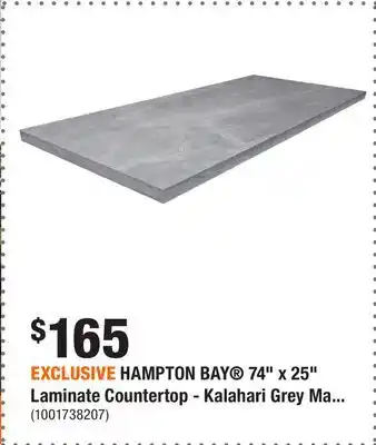 Home Depot EXCLUSIVE HAMPTON BAY 74 x 25 Laminate Countertop - Kalahari Grey Marble offer