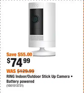 Home Depot RING Indoor/Outdoor Stick Up Camera • Battery powered offer