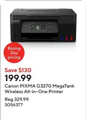 Staples Canon PIXMA G3270 MegaTank Wireless All-in-One Printer offer