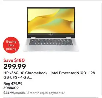 Staples HP x360 14 Chromebook - Intel Processor N100 - 128 GB UFS - 4 GB RAM - Chrome OS offer