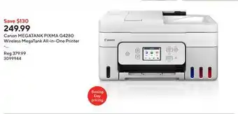 Staples Canon MEGATANK PIXMA G4280 Wireless MegaTank All-in-One Printer - White offer