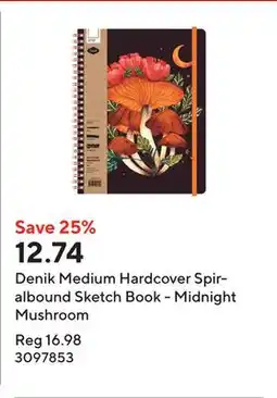 Staples Denik Medium Hardcover Spiralbound Sketch Book - Midnight Mushroom offer