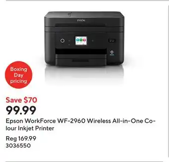 Staples Epson WorkForce WF-2960 Wireless All-in-One Colour Inkjet Printer offer