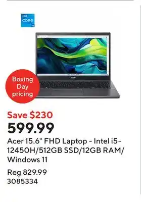 Staples Acer 15.6 FHD Laptop - Intel i5-12450H/512GB SSD/12GB RAM/Windows 11 offer