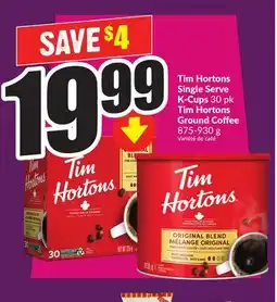 Chalo FreshCo Tim Hortons Single Serve K-Cups 30 pk Tim Hortons Ground Coffee 875-930 g offer