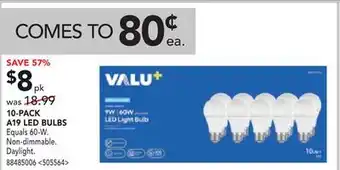 RONA 10-PACK A19 LED BULBS offer