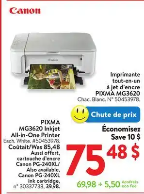 Walmart Canon PIXMA MG3620 Inkjet All-in-One Printer offer