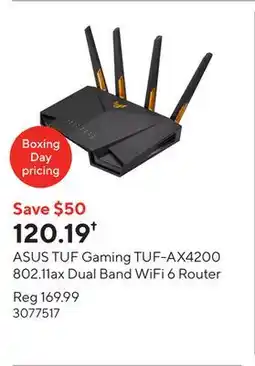 Staples ASUS TUF Gaming TUF-AX4200 802.11ax Dual Band WiFi 6 Router offer