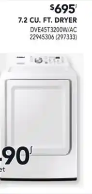 RONA SAMSUNG 7.2 CU. FT. DRYER offer