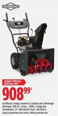 Canadian Tire Briggs & Stratton 208cc 2-Stage Gas Snowblower, 24 with Electric Start offer