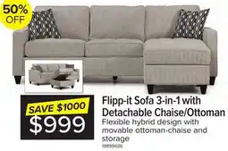 Leon's Flipp-it Sofa with Reversible Chaise/Ottoman - Platinum offer