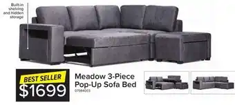 Leon's Meadow 3-Piece Sectional with Left-Facing Pop-Up Bed - Grey offer