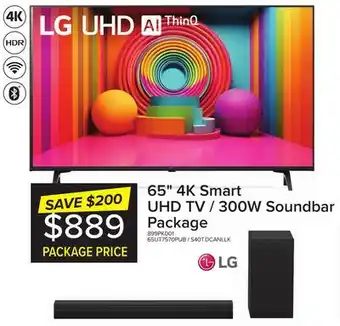 Leon's LG 65 UHD 4K Smart LED TV & 300W 2.1 ch. Soundbar with Subwoofer - 65UT7570PUB.ACCQ/S40T.DCANLLK offer