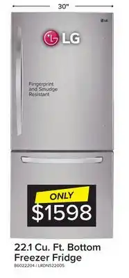 Leon's LG Stainless Steel Bottom Mount Refrigerator (22.1 Cu.Ft.) - LRDNS2200S offer