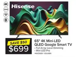 Leon's Hisense 65 4K Smart Mini-LED MR240 QLED TV - 65U68N offer