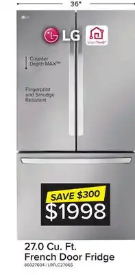 Leon's LG Stainless Steel French Door Smart Counter-Depth MAX Refrigerator (27 cu. ft.) - LRFLC2706S offer