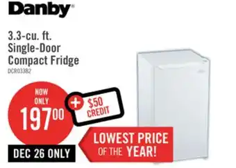 The Brick Danby 18.6 3.3 Cu. Ft. Single-Door Mini Fridge - White - DCR033B2WM offer