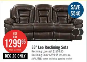 The Brick Leo 87.5 Walnut Brown Leather-Look Fabric Reclining Sofa offer