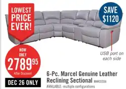 The Brick Marcel 6-Piece Genuine Leather Reclining Sectional - Grey offer