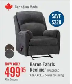 The Brick Canadian Made Baron 32 Grey Chenille Fabric Glider Reclining Chair offer