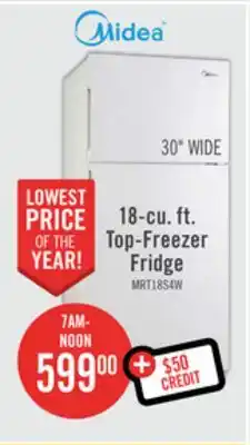 The Brick Midea 18 Cu. Ft. Top-Freezer Refrigerator - MRT18S4AWW offer