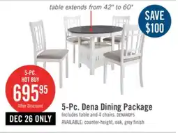 The Brick Dena 5pc Dining Set with Table & Chairs, 42-60W Extension, Round - Dove Grey offer