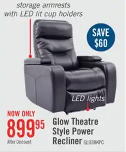 The Brick Glow 33 Black Leather-Look Fabric Power Reclining Chair with Storage Arms and Dual Cupholders offer