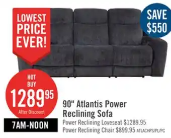 The Brick Atlantis 90 Dark Grey Fabric Sofa with Power Reclining offer