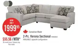 The Brick Verona 2-Piece Brushed Linen-Look Fabric Right-Facing Sectional - Beige offer