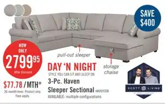 The Brick Haven 3-Piece Chenille Right-Facing Sleeper Sectional - Grey offer