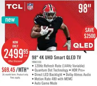 The Brick TCL 98 QLED Pro 4K UHD HDR Pro+ 120Hz Google Smart TV (98Q651G-CA) offer