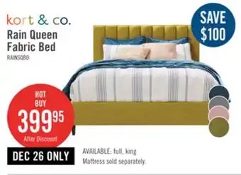 The Brick Kort & Co. Rain Upholstered Platform Bed in Green Fabric, Tufted - Queen Size offer