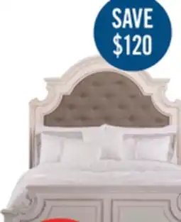 The Brick Grace Panel Bed with Headboard & Frame, Wooden, Fabric, Antique White - Queen Size offer