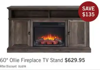 The Brick Ollie 60 Electric Fireplace TV Stand with Storage and Cable Management for TVs up to 65- Grey offer