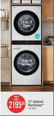 The Brick LG 5.2 Washer/7.4 Dryer Cu. Ft. Front-Load High-Efficiency Washtower - White - WKE100HWA offer