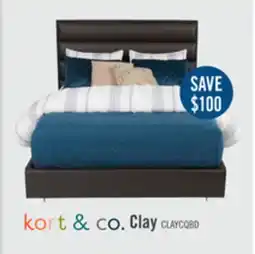 The Brick Kort & Co. Clay Upholstered Platfom Bed in Brown Vegan-Leather Fabric, Tufted - Queen Size offer