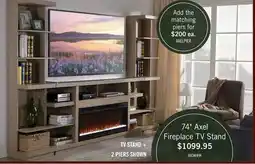 The Brick Axel 74 Modern Electric Fireplace TV Stand with Storage and Cable Management for TVs up to 85- Taupe offer