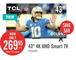 The Brick TCL 43 LED 4K UHD HDR Pro 60Hz Roku Smart TV (43S450R-CA) offer