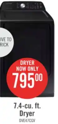 The Brick Samsung 7.4 Cu. Ft. Electric Dryer - Black Stainless Steel - DVE47CG3500VAC offer