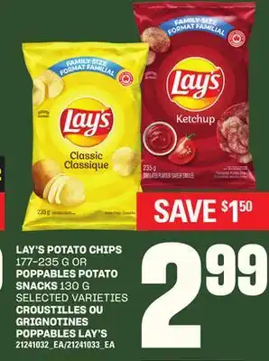 Independent City Market LAY'S POTATO CHIPS, 177-235 G OR POPPABLES POTATO SNACKS, 130 G offer