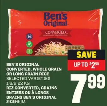 Independent City Market BEN'S ORIGINAL CONVERTED, WHOLE GRAIN OR LONG GRAIN RICE, 1.6/2.22 KG offer