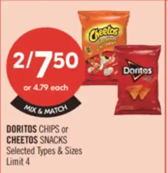 Shoppers Drug Mart DORITOS CHIPS or CHEETOS SNACKS offer