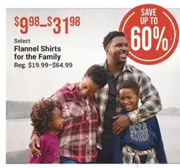 Cabela's Select Flannel Shirts for the Family offer