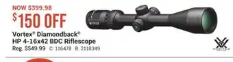 Cabela's Vortex Diamondback HP 4-16x42 BDC Riflescope offer