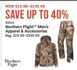 Cabela's Select Northern Flight Men's Apparel & Accessories offer