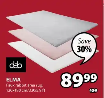 JYSK DAB ELMA Faux rabbit area rug offer