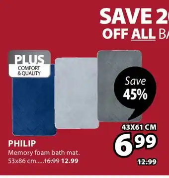 JYSK PHILIP Memory foam bath mat offer