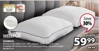 JYSK WELLPUR SOGNDAL Memory foam pillow offer